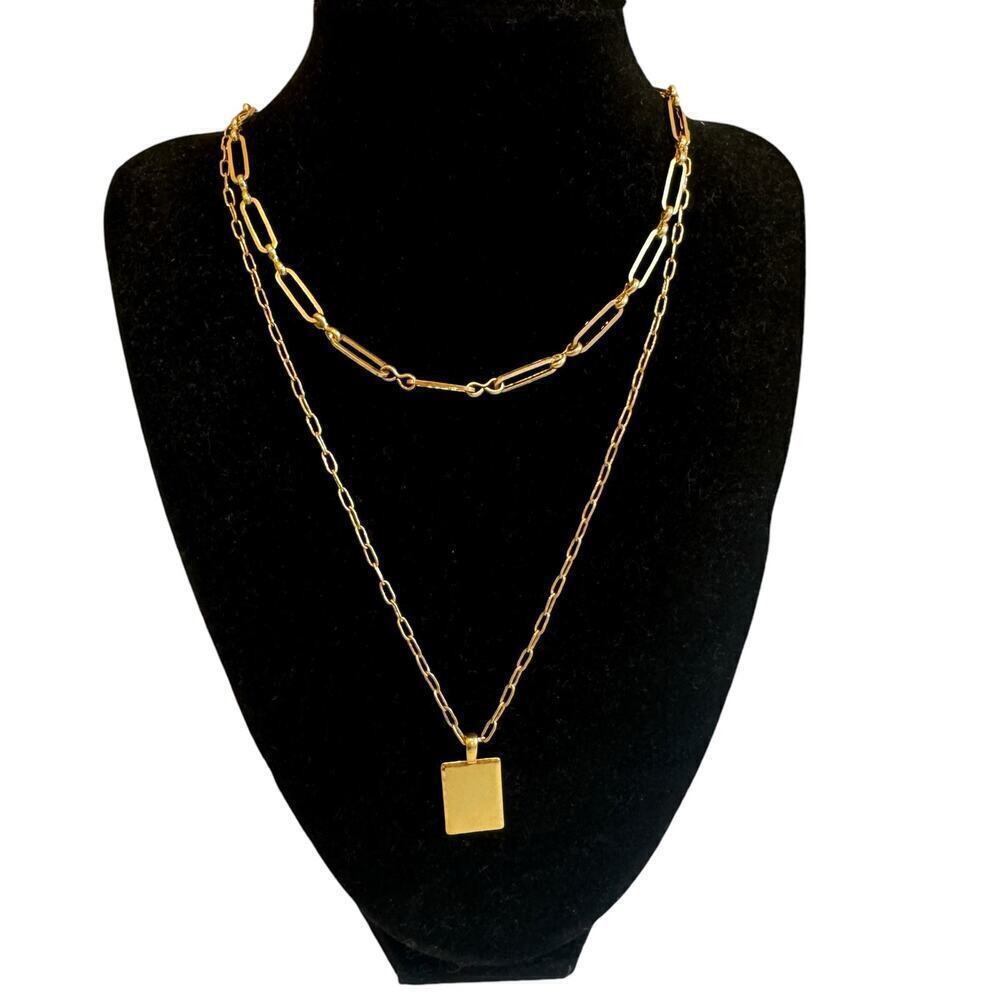 Madewell Gold Double Necklace Set Lobster Clasp Closure One Size